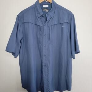 Habit Shirt Mens Medium Blue‎ Short Sleeve Fourche UPF 30